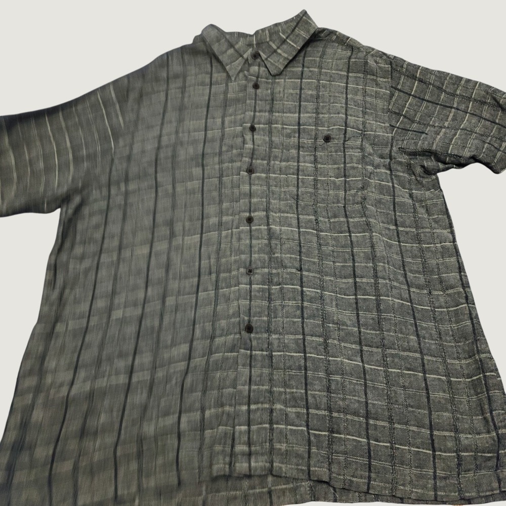 Linen Rayon Green Plaid Camp Shirt Mens XXL Chereskin‎ Summer Festival